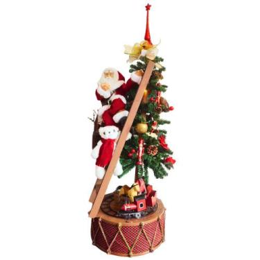 Imagem de Árvore de Natal com Papai Noel Enfeite com Luz Som e Movimento 127cm B