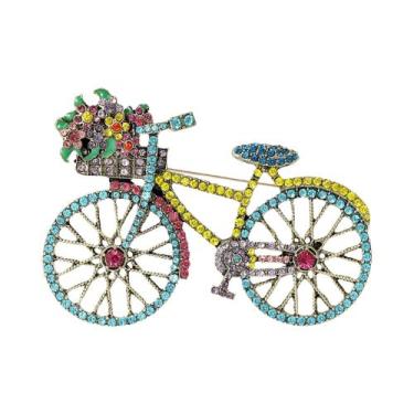 Imagem de Broche De Bicicleta Unissex Feminino Com Strass E Esmalte Para Festas 