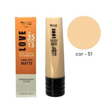 Imagem de Base Liquida Alta Cobertura com FPS - Max Love Make-up, 51