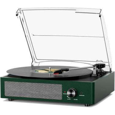 Imagem de Toca-discos cotsoco Bluetooth 3 velocidades Verde Esmeralda