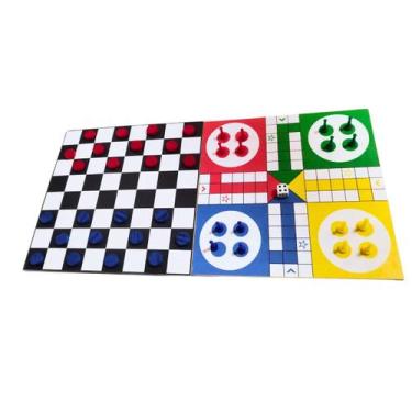 Imagem de Jogos De Tabuleiro 2 Em 1 Dama E Ludo De Madeira - CM BRINQUEDOS