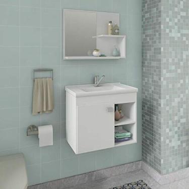 Imagem de Gabinete De Banheiro 100% Mdf Lotus 55 Cm Com Espelho Branco - Mgm