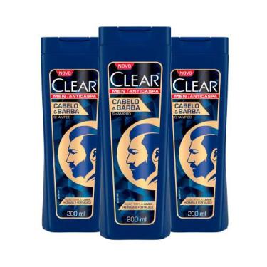 Imagem de Kit 3 Und Shampoo Clear Men Anticaspa Cabelo & Barba 200ml