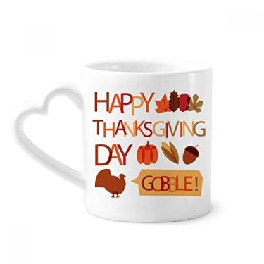 Imagem de Caneca com estampa de peru para o dia de Ação de Graças abóbora caneca de café cerâmica copo de coração de vidro