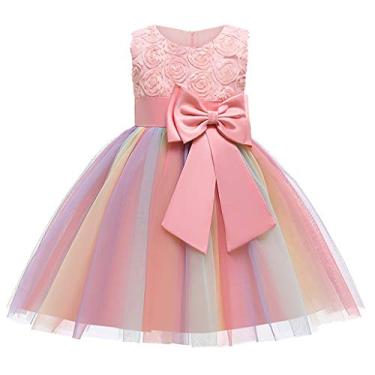 Vestido de princesa de festa de renda elegante infantil para meninas  primavera verão meninas primeiro (vermelho, 5-6 anos)