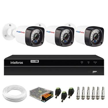 Imagem de Kit 3 Câmeras Full HD 1080p 2MP Bullet 20 Metros Infravermelho Tudo Forte + DVR Gravador de Video Inteligente Intelbras MHDX 1204 4 Canais H.265+