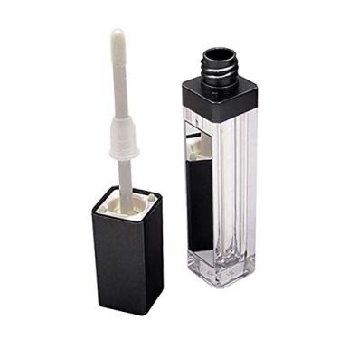 Imagem de Abbraccia Tubo de brilho labial vazio de 7 ml com espelho e luz de LED, corpo de tubo transparente deixa você claro para ver o volume restante de cosméticos no recipiente – transparente + preto