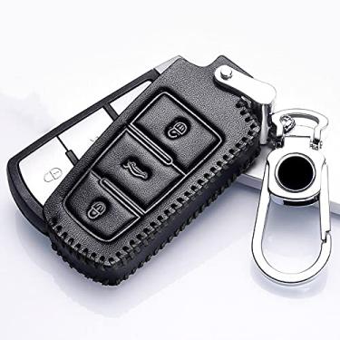 Imagem de SELIYA Capa de chave de carro com controle remoto de couro, adequada para Volkswagen VW Passat CC B6 B7 B7L CC R36 Maogotan B5 Passat 3C Carro, 009, KK, B