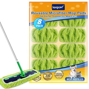 Imagem de KEEPOW Almofadas de esfregão reutilizáveis XL compatíveis com vassoura Swiffer XL, panos de limpeza a seco XL, panos de limpeza úmidos XL, refis de microfibra lavável XL para limpeza de piso de