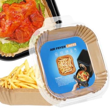 Imagem de Somoga Forros de papel para fritadeira a ar grosso papel de pergaminho descartável antiaderente 100 peças para forros de fritadeira a ar 3-5 litros cesta de micro-ondas papel de pergaminho resistente