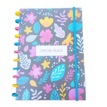 Imagem de Caderno de Disco 10 Matérias Escolar Sistema Inteligente Com Calendario Com Divisórias Special Place Bloom (EXTRA GRANDE - A4)