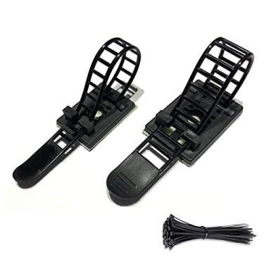 Imagem de 50 peças, 2 tamanhos, cabo adesivo ajustável, clipes de cabo de presilha de arame para gestão de cabos em casa e escritório + 100 peças de abraçadeiras de nylon com zíper