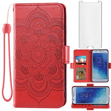 Imagem de Asuwish Capa carteira compatível com Samsung Galaxy J7 Star J 7 Crown 7J Refine 2018 J7V V 2ª geração e protetor de tela de vidro temperado com suporte de cartão para celular Glaxay Aura S767VL SM