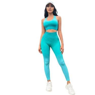 Imagem de Conjunto Feminino Degrade Calça Leg E Top Academia Fitness - Shopintim