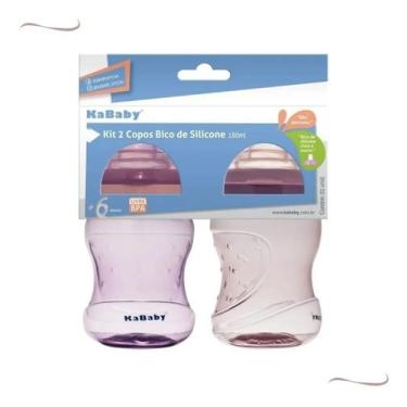 Imagem de Kit 2 Copos 180ml Bico de Silicone Rosa - KABABY