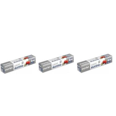 Imagem de 3 Rolos Bobina Papel Aluminio 30cm X 100 Metros Exclusivo - Inoven