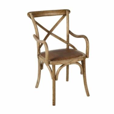 Imagem de Cadeira de Braço Carvalho Design Rustico Assento Rattan - LUXdécor