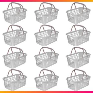 Imagem de 12 Cesta Cestinha Plástica Supermercado Mercado Reforçado 9L  - Usual 