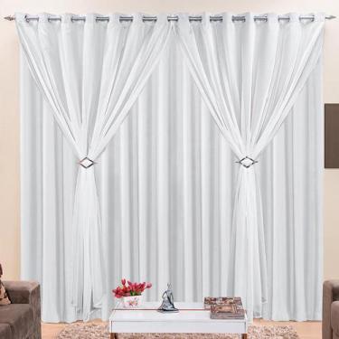 Imagem de Cortina Jéssica para Varão Microfibra e Voal 4,00 Metros x 2,80 Metros