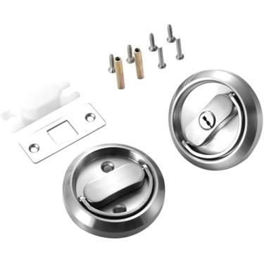 Imagem de Fechadura de porta de privacidade de aço inoxidável 304 com chaves para quarto, fechaduras de porta de banheiro, cozinha, armário, armário de porta deslizante (prata)