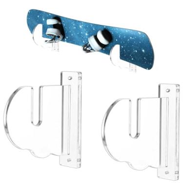 Imagem de lasuroa 2 peças de suporte de parede para skate, suporte de parede de armazenamento de skate, rack horizontal de acrílico para skates com parafusos e tubos de expansão para organizador de prancha de