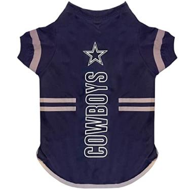 Imagem de Pets First Camiseta NFL Dallas Cowboys Dog, camiseta de futebol para cães e gatos – Camiseta esportiva durável – 3 tamanhos, roupa de PET da NFL, camiseta refletiva na cor do time, camiseta legal de