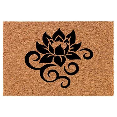 Imagem de Capacho de coco para porta da frente, novo presente de inauguração de casa, rolo de flor de lótus (padrão de 76,2 cm x 45,7 cm)