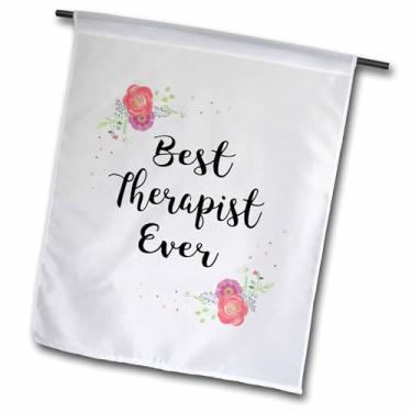 Imagem de 3dRose fl_315692_1 Bandeira, Floral Best Therapist Ever Pretty Aquarela Rosa Terapêutica Presente