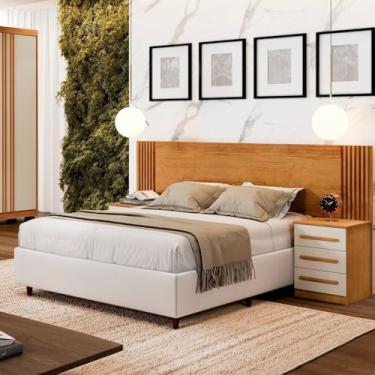 Imagem de Cabeceira Casal Extensível Valência Cinamomo/Off-White