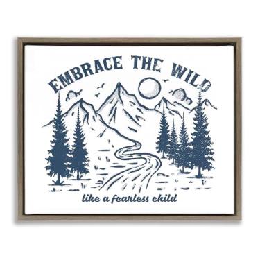 Imagem de Stupell Industries Embrace the Wild Phrase Framed Floater Canvas Wall Art Design por Ahmed Sameh Hussein, moldura flutuante marrom, 78 x 63 cm