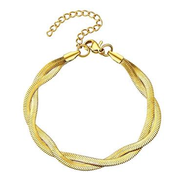 Imagem de Gargantilha feminina de ouro 18 quilates, corrente de elos e aço inoxidável altamente polido, Medium, Folheado a ouro 18K, aço inoxidável