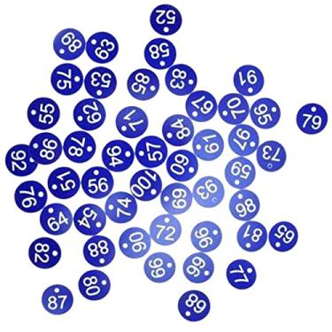Imagem de 100 peças etiqueta numerada forma forma forma etiquetas de identificação de bagagem etiqueta numérica para de dormitório armazém, palavra azul + branco
