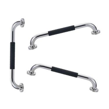 Imagem de Barra de Apoio Inox 60cm Suporte Antiderrapante Kit 3 unidades Banheir