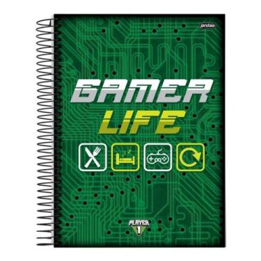 Imagem de Cadernos Univ. 10x1 160 Fls Player Capa Dura Jandaia, Gamer Life