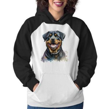 Imagem de Moletom Feminino Cachorro Rottweiler - Foca na Moda, Branco, Preto, M