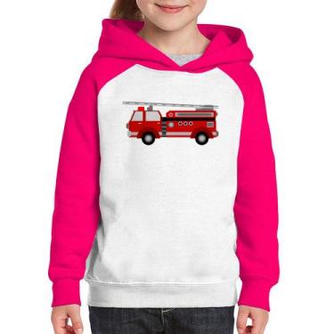 Imagem de Moletom Infantil Caminhão de Bombeiro - Foca na Moda, Branco, Rosa, 6