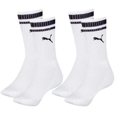 Imagem de Kit com 2 Pares de Meias Esportiva Listrada Modelo Cano Longo Puma Spo