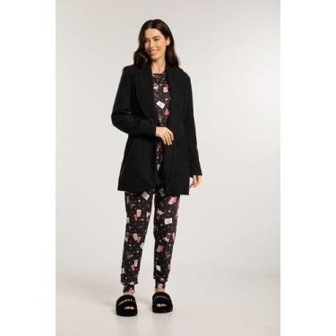 Imagem de Casaco Teddy em Soft Fleece Térmico Feminino - Cor De Cacau, G, Preto