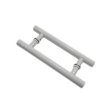 Imagem de Puxador H duplo 30x20cm tubular redondo para porta de vidro e portão -
