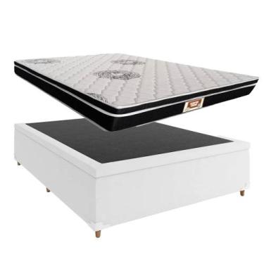Imagem de Cama Box Baú Casal  Branco + Colchão De Molas 1,38 X 1,88 - Rosana Col