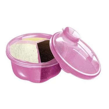 Imagem de Porta Leite em Pó para bebe com 3 divisórias - New Baby, Rosa