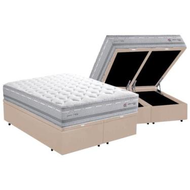 Imagem de Cama Box Baú Casal Bipartida com Colchão Herval C1662 Molas Maxspring 