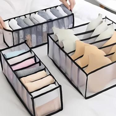 Imagem de Kit 3 Organizadores De Gaveta Dobrável Sutiã Cuecas Calcinha - JN ECOM