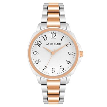 Imagem de Anne Klein Relógio feminino com pulseira fácil de ler, Prata/ouro rosa