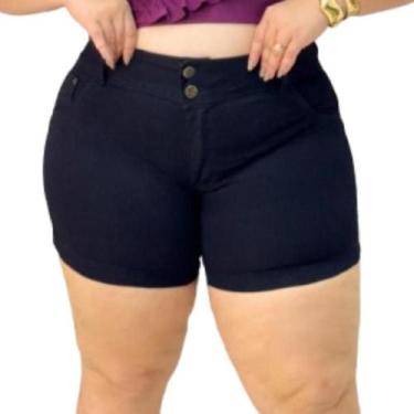 Imagem de Bermuda Short Jeans Lycra Meia coxa Plus Size Feminino Modelo Curve Pr