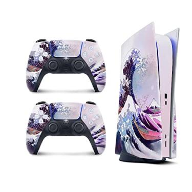 Imagem de TACKY DESIGN Wave Watercolor Skin for PS5, PlayStation 5 Console and 2 Controllers, Purple Pastel Kawaii Vinyl 3M Decal Stickers Full Wrap Cover (Disc Version)