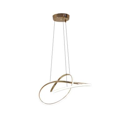 Imagem de Luminaria Lustre Pendente De Led Para Sala De Estar Com Regulagem Bivolt 3 Cores Em 1 Waves Dourada Dourada