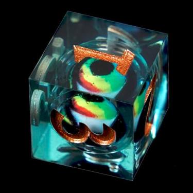 Imagem de DND Dice Set Dungeons and Dragons Dice, 7 Piece Liquid Core Dragon Eye dice Set D&D Dungeons and Dragons Sharp Edge Resin Dice with Gift Box, Polyhedral Role Playing RPG Dice D20 D12 D10 D8