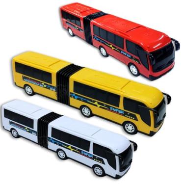 Imagem de 3 Ônibus Brinquedo Articulado Metropolitano Plástico Grande (Colorido 01)