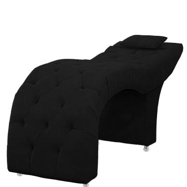 Imagem de Maca Estofada Capitone Julia Para Estetica Facial Sombrancelha E Cilios Suede Cor Preto